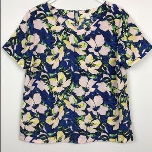 J Crew Factory Floral print Drapey Top:Medium